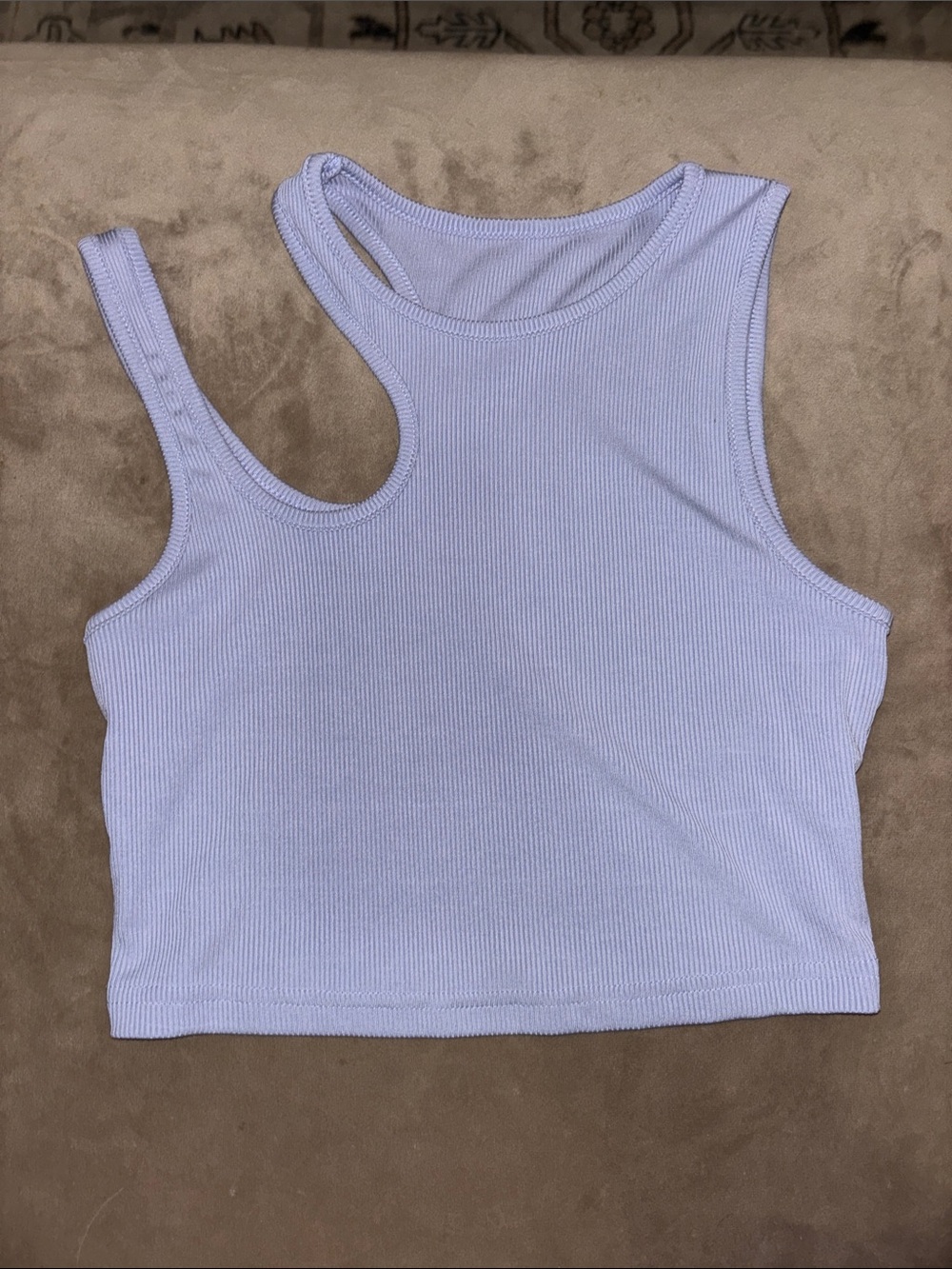 SHEIN Lavender Ribbed Asymmetrical Crop Tank